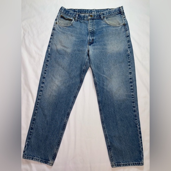 Carhartt Men’s Size 38W 30L Medium Wash Relaxed Fit Straight Leg Jeans - Picture 1 of 9